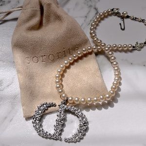 Upcycled CD Logo Pearl Necklace (repurposed by Sororité)